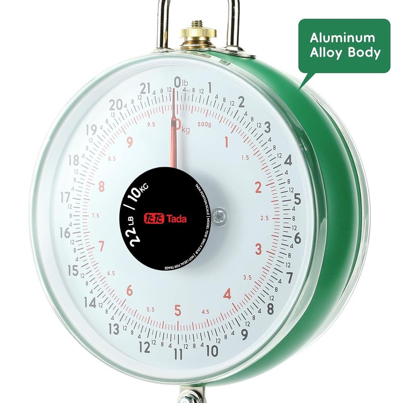 ta da 22LBS Double-Sided Display Mechanical Hanging Scale with Weighing Pan for Farm, Kitchen Food and Produce Weighing - Image 4